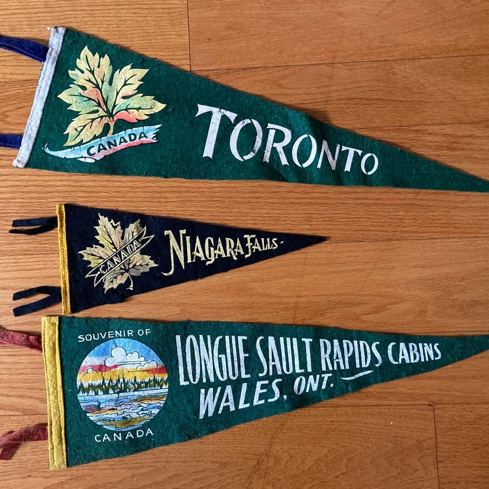 Vintage 1950s, Travel Souvenir Pennants, Canada - Lot of 3